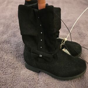 Kids Black Boots with Bow